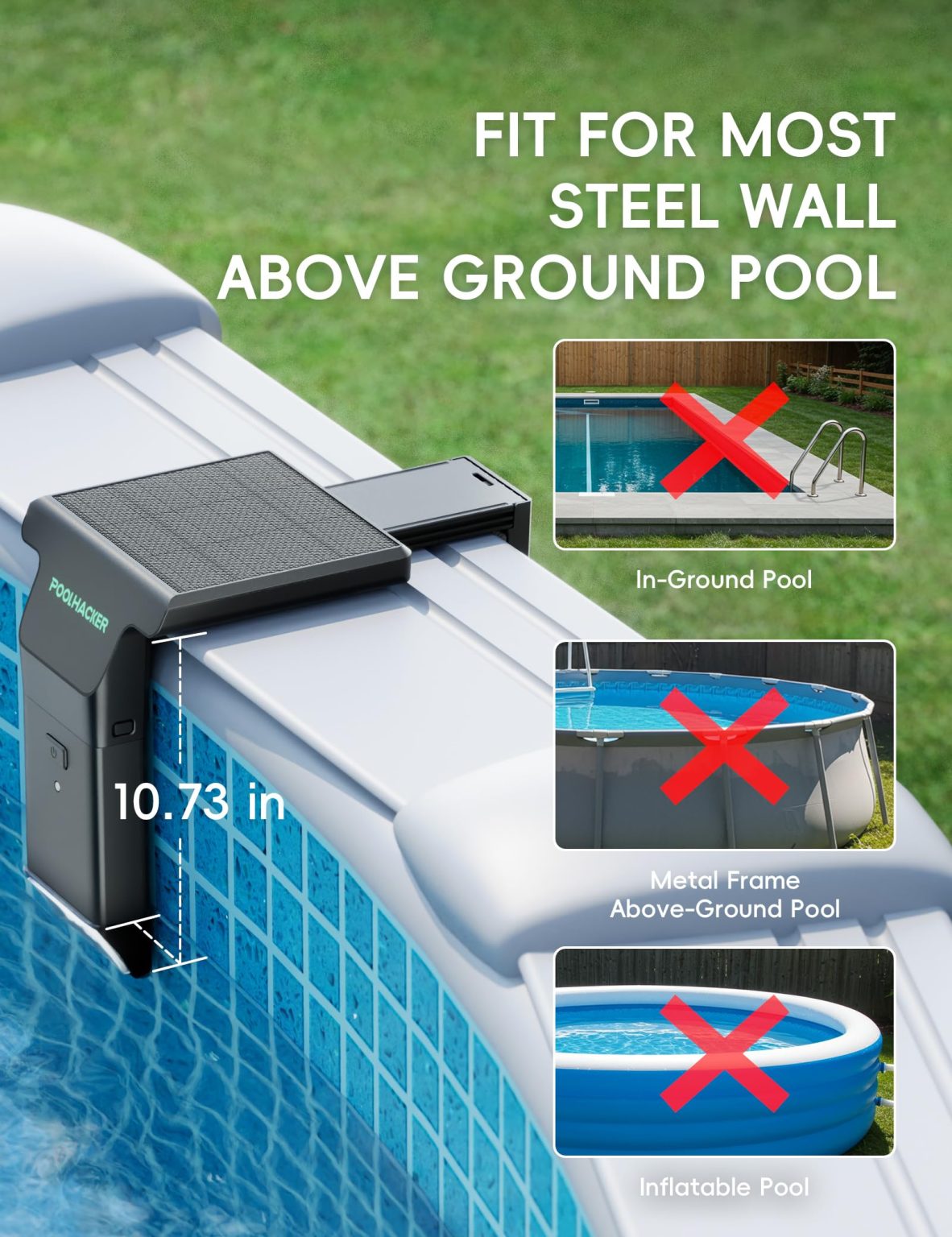 ZenVora Solar Pool Lights for Steel Wall Above Ground Pools, Solar Powered LED Swimming Pool Lighting