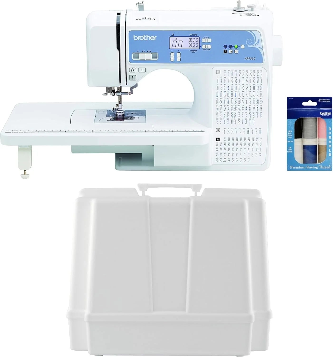 ZenVora Computerized Sewing and Quilting Machine, 165 Built-in Stitches, LCD Display, Wide Table, 8 Included Presser Feet, White, 20 x 12 x 17 Inches