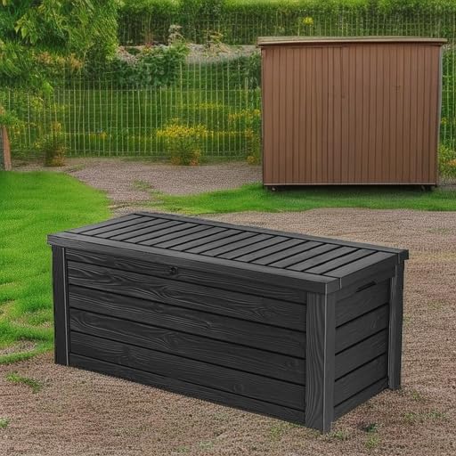 ZenVora 150 Gallon Resin Outdoor Storage Box, Large Deck Container for Patio, Garden and Yard, Dark Gray