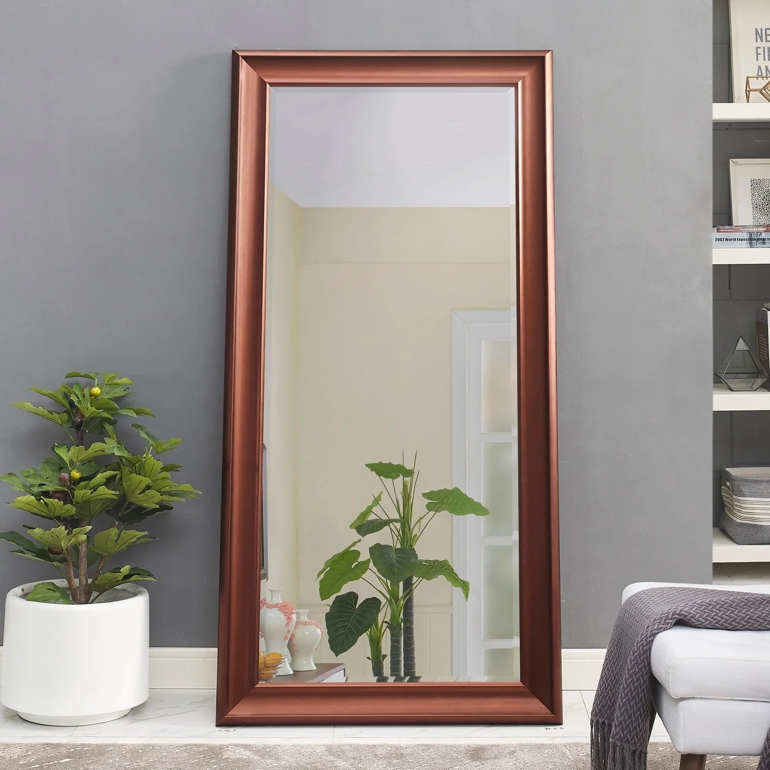 ZenVora Tall Full Length Mirror, Oversized Rectangle Full Body Wall Mounted Mirror with Smooth Faux Wood Frame