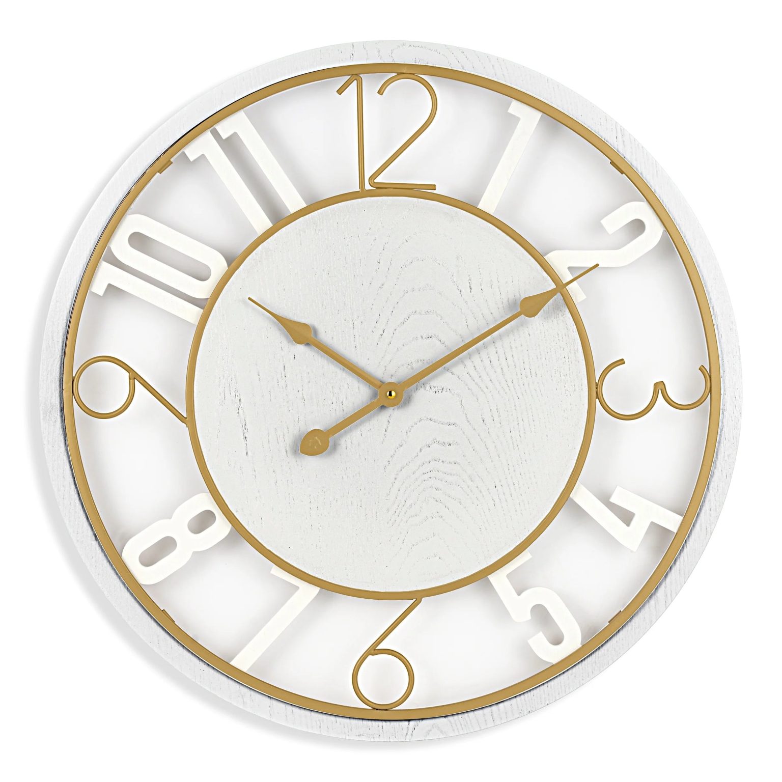 ZenVora 24 Inch Round Wooden Wall Clock, Modern Analog Clock with Numeral Design, Battery Operated