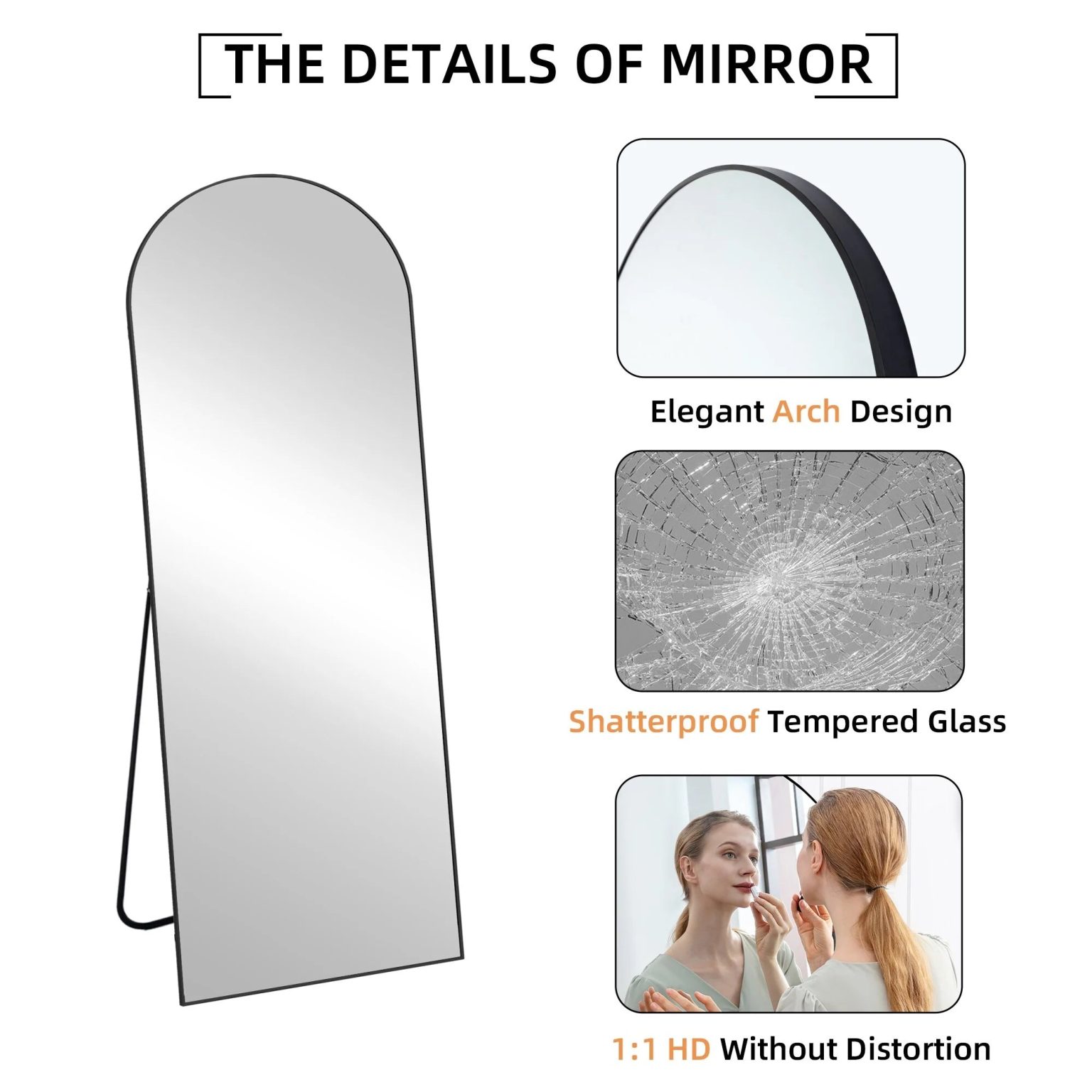 ZenVora 64x21 Full Length Floor Mirror, Large Full Body Aluminum Alloy Frame Standing Mirror with Stand and Wall Mount Option