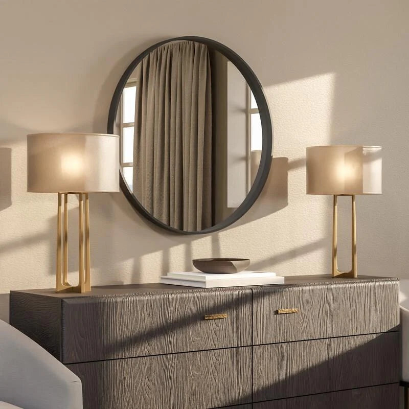 ZenVora Classic Farmhouse Round Wall Mirror, Wooden Frame Decorative Accent Mirror for Living Room, Bedroom and Entryway