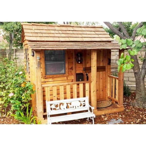 ZenVora Little Squirt 6x6 ft Wooden Playhouse for Kids, Western Red Cedar Outdoor Playhouse with Screened Windows, Dutch Door & Floor Included