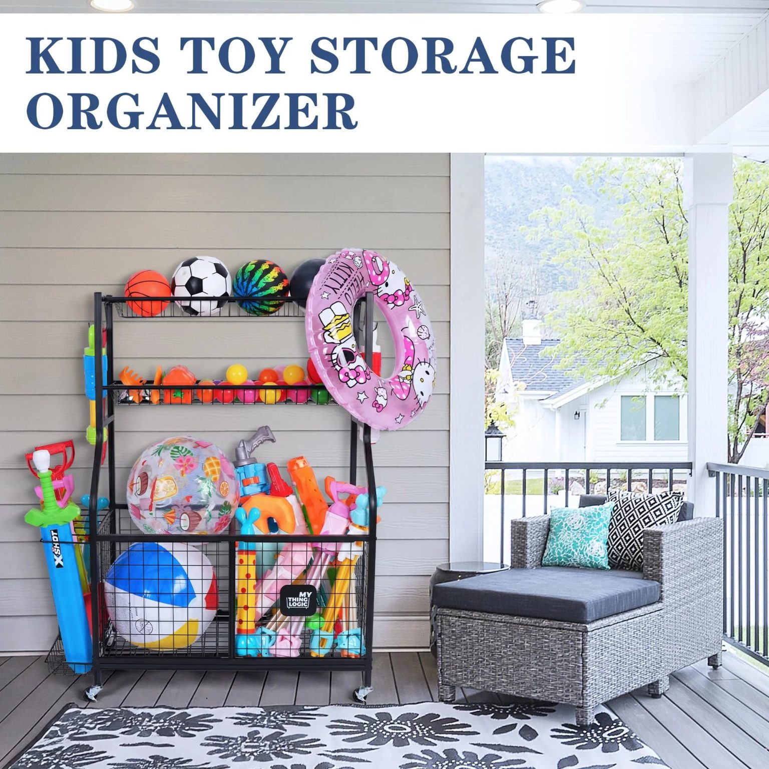 ZenVora Garage Ball Storage Organizer for Sports Equipment, Sports Ball Rack for Home, Garage and Gym