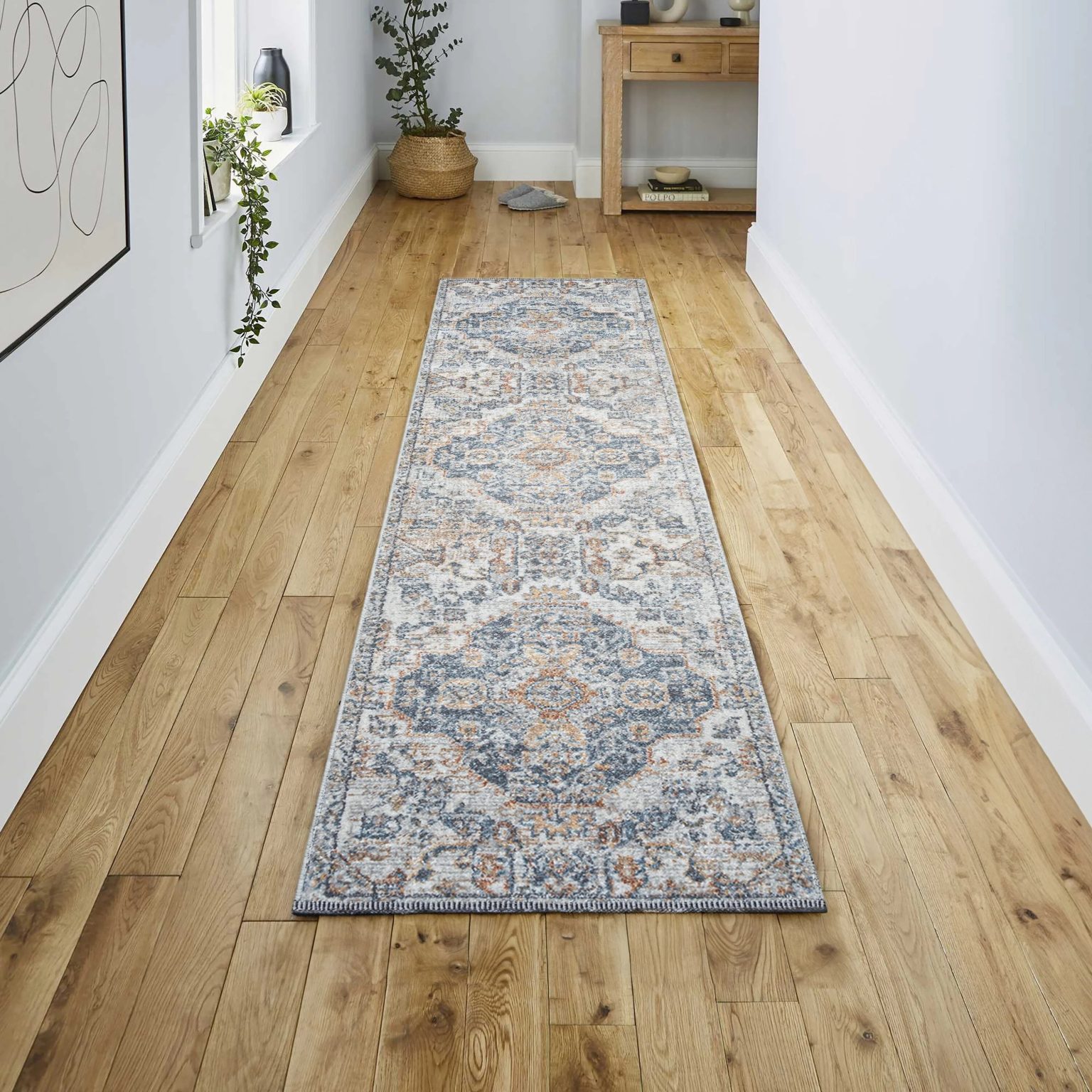 ZenVora Bohemian Medallion Low-Pile Machine-Washable Area Rug, Cream and Terra