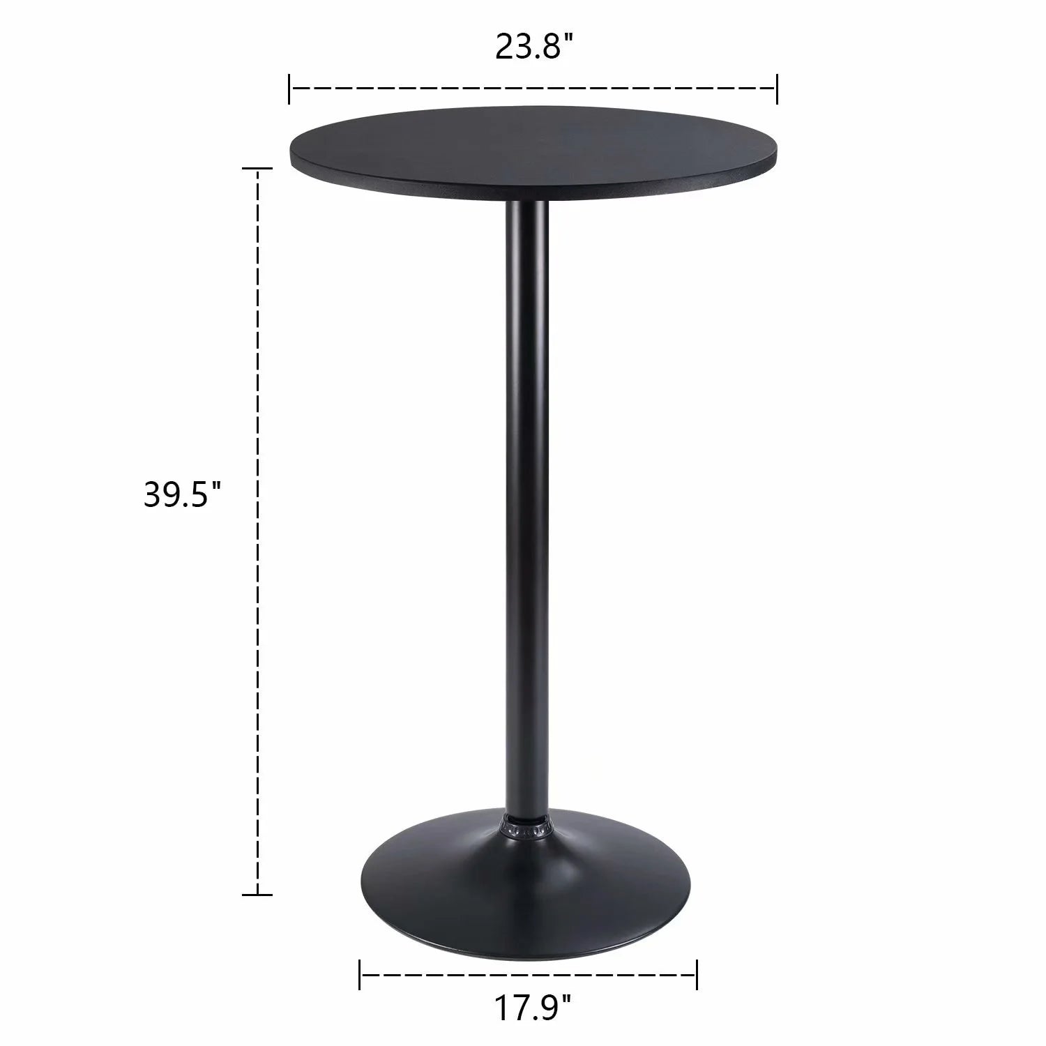 ZenVora Round Bistro Pub Table, Bar Height Cocktail Table with Metal Base and MDF Top, 23.8 Inch