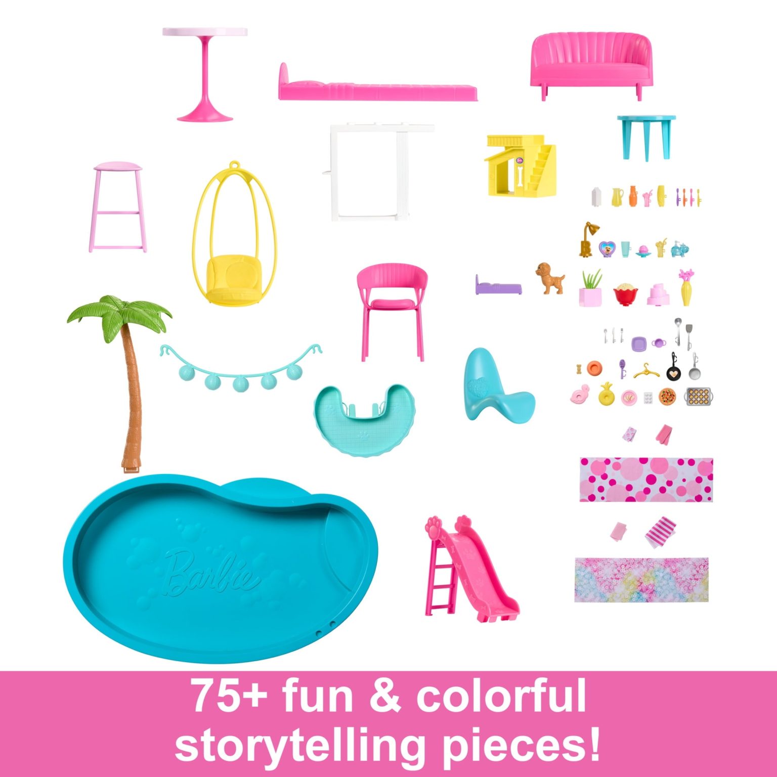 ZenVora Dollhouse Playset with Slide, 10 Play Areas and 75+ Accessories