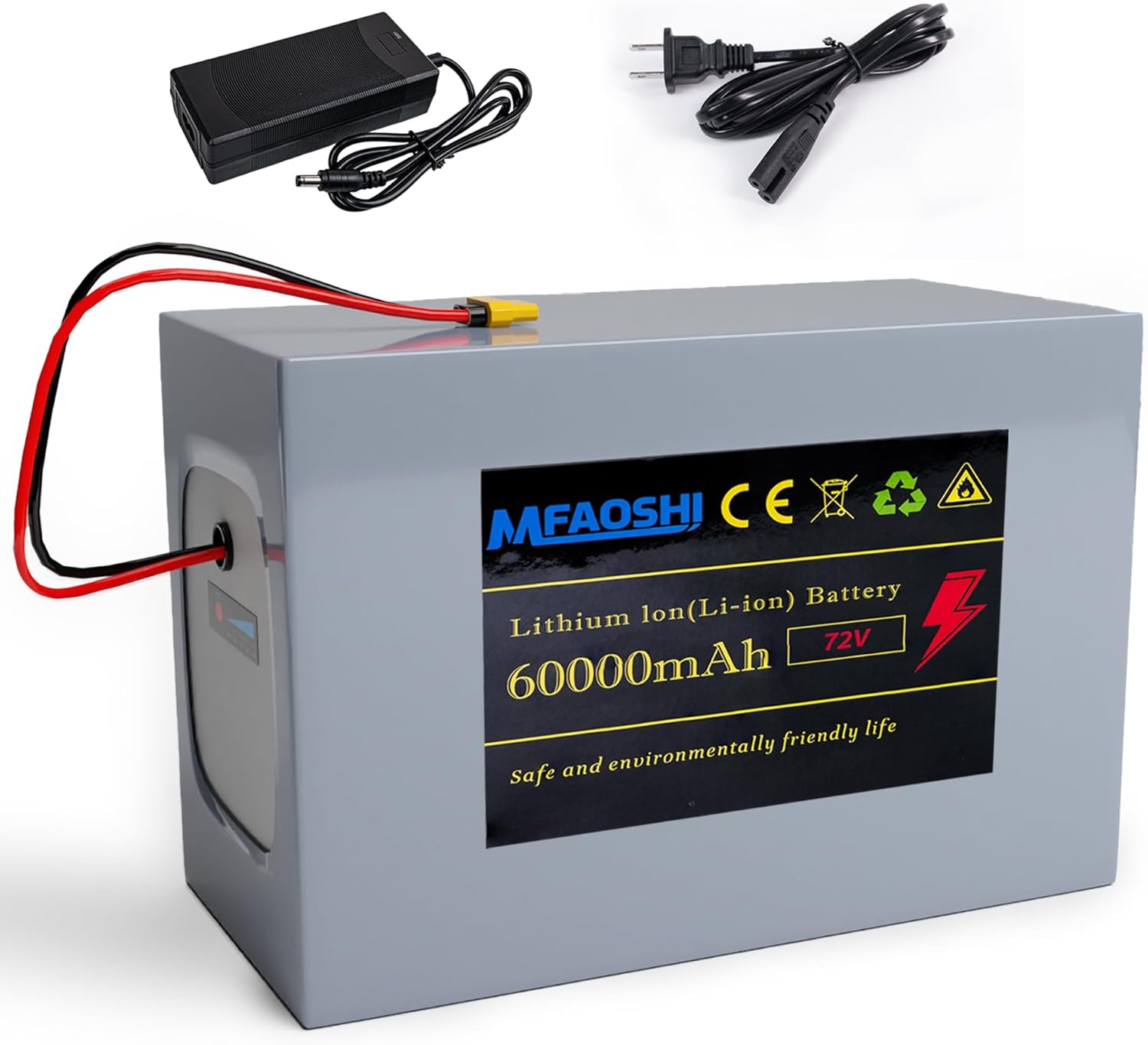 ZenVora 72V 60Ah Lithium E-Bike Battery with LED, XT90 Connector