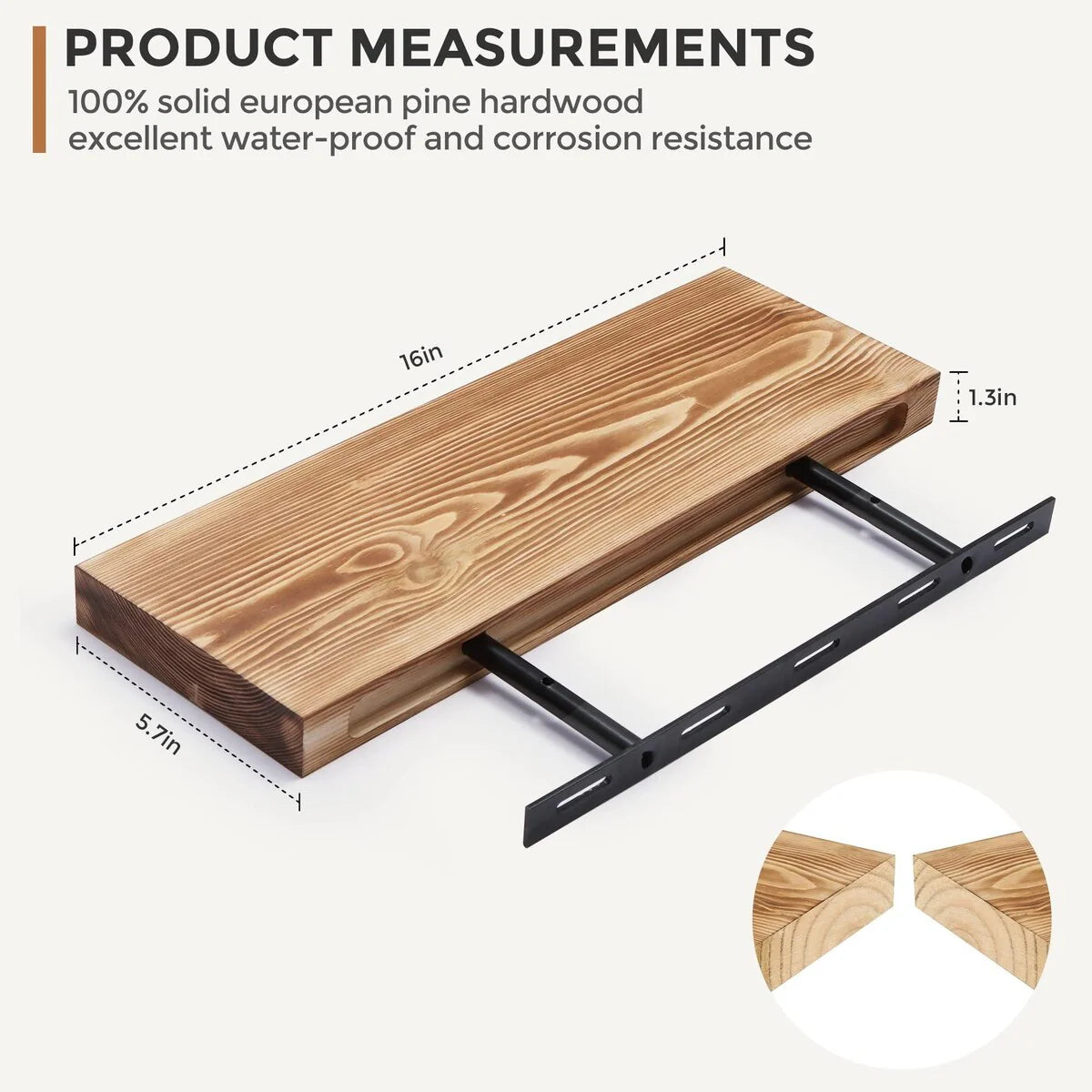 ZenVora Set of 2 Handcrafted European Pine Floating Wall Shelves, Natural Rustic Wood