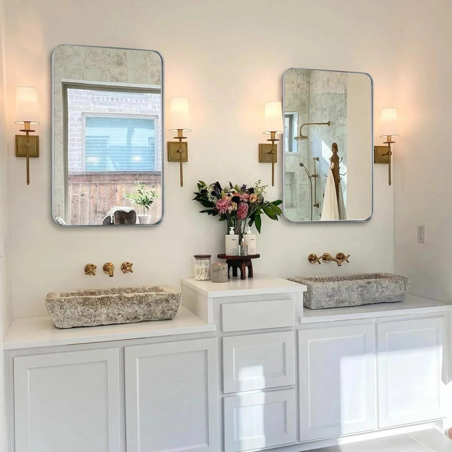 ZenVora Wall Mirror Vanity Mirror, Bathroom Mirror with Rounded Corners, 1 Piece