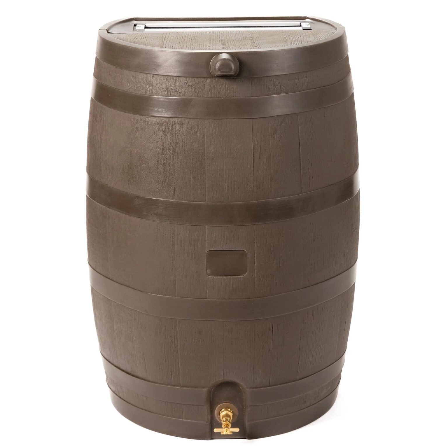 ZenVora 50 Gallon Rain Barrel with Brass Spigot, Walnut Rainwater Collection Barrel for Garden and Outdoor Use