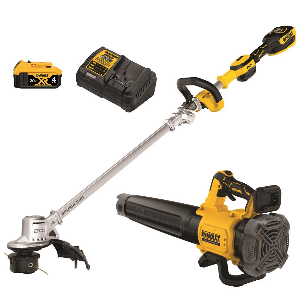 ZenVora Brushless 14-Inch Cordless String Trimmer & Blower Combo Kit - Folding Trimmer with Battery and Charger