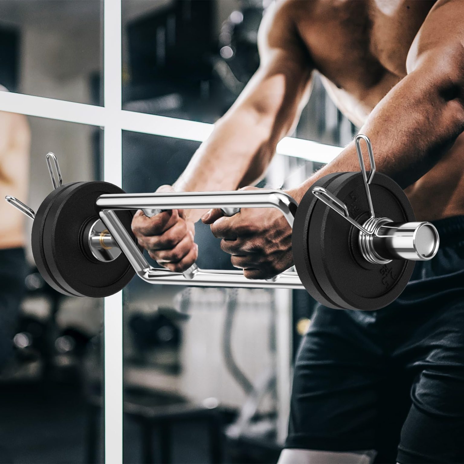 ZenVora 34" Olympic Triceps Bar – Tricep Curl Bar for Olympic Plates