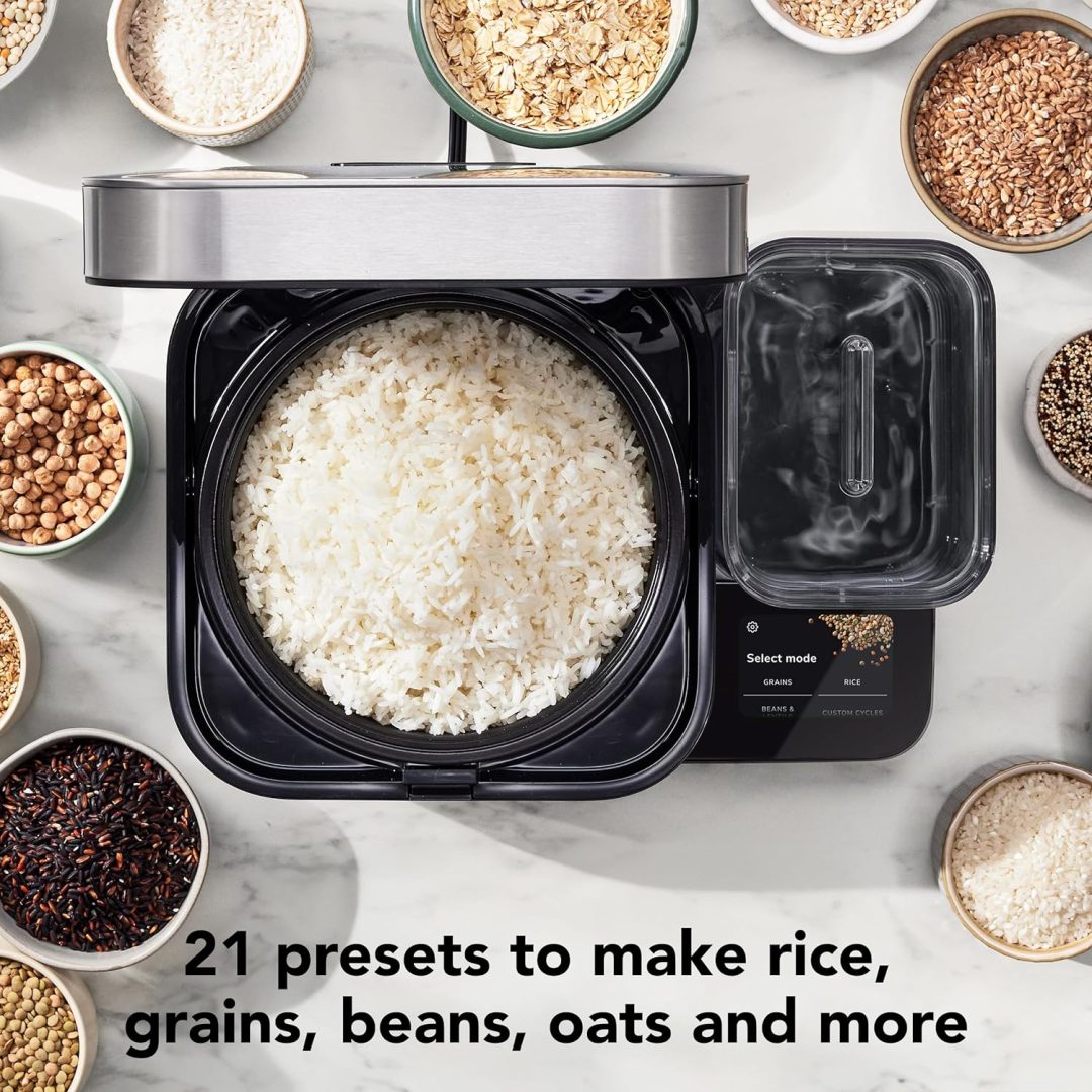 ZenVora 8-Cup Grain and Rice Cooker with Integrated Scale and Delayed Cook