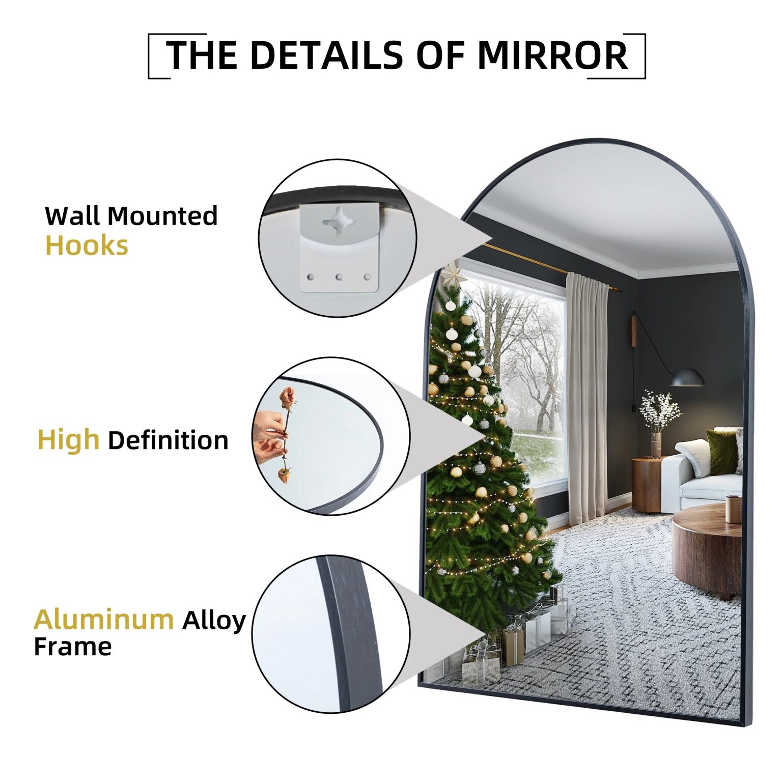 2 Pack 36x24 Inch Arched Bathroom Vanity Mirrors, Wall Mounted Decorative Mirrors for Bathroom and Bedroom