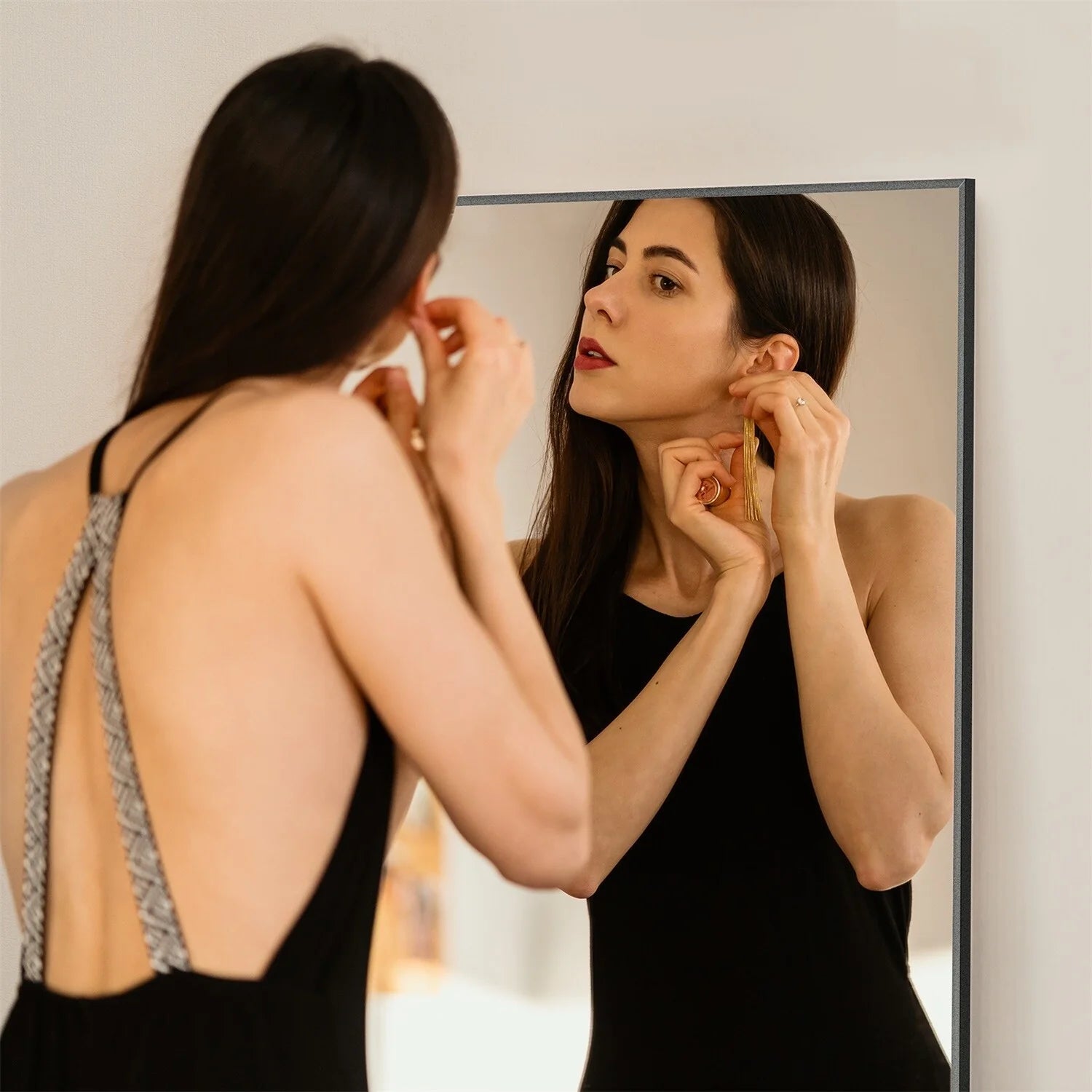 ZenVora Full Length Mirror with Stand, Aluminum Alloy Frame Full Body Floor Mirror for Bedroom and Cloakroom