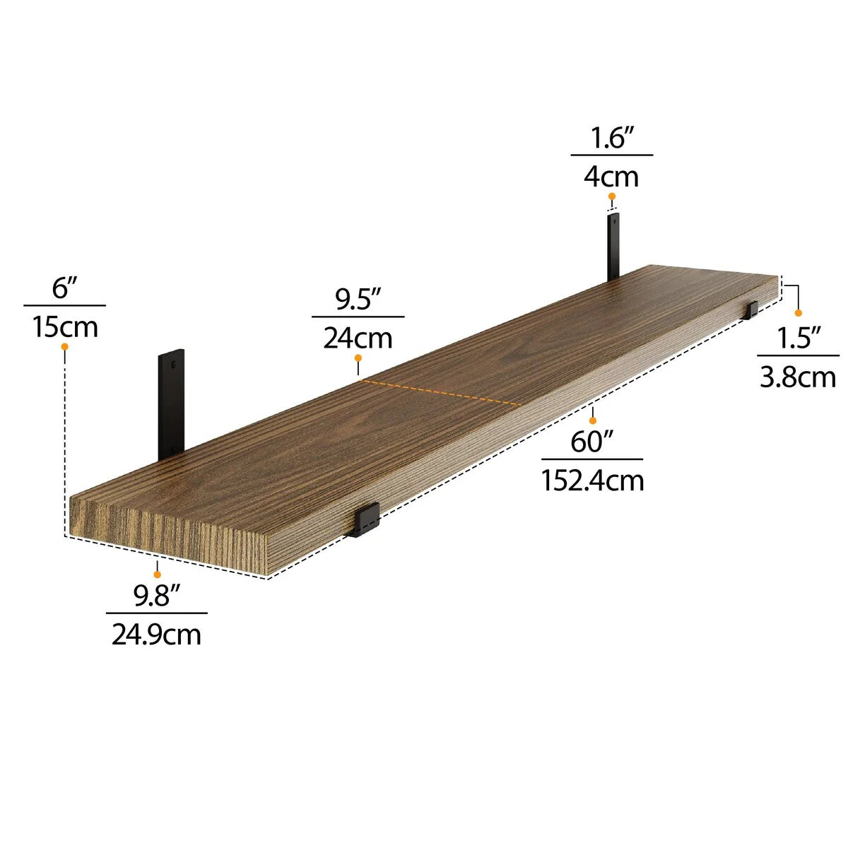 ZenVora 60 Inch Floating Wall Shelf, 9.25" Deep Wall Mounted Storage Shelf for Living Room, Bedroom and Home Decor