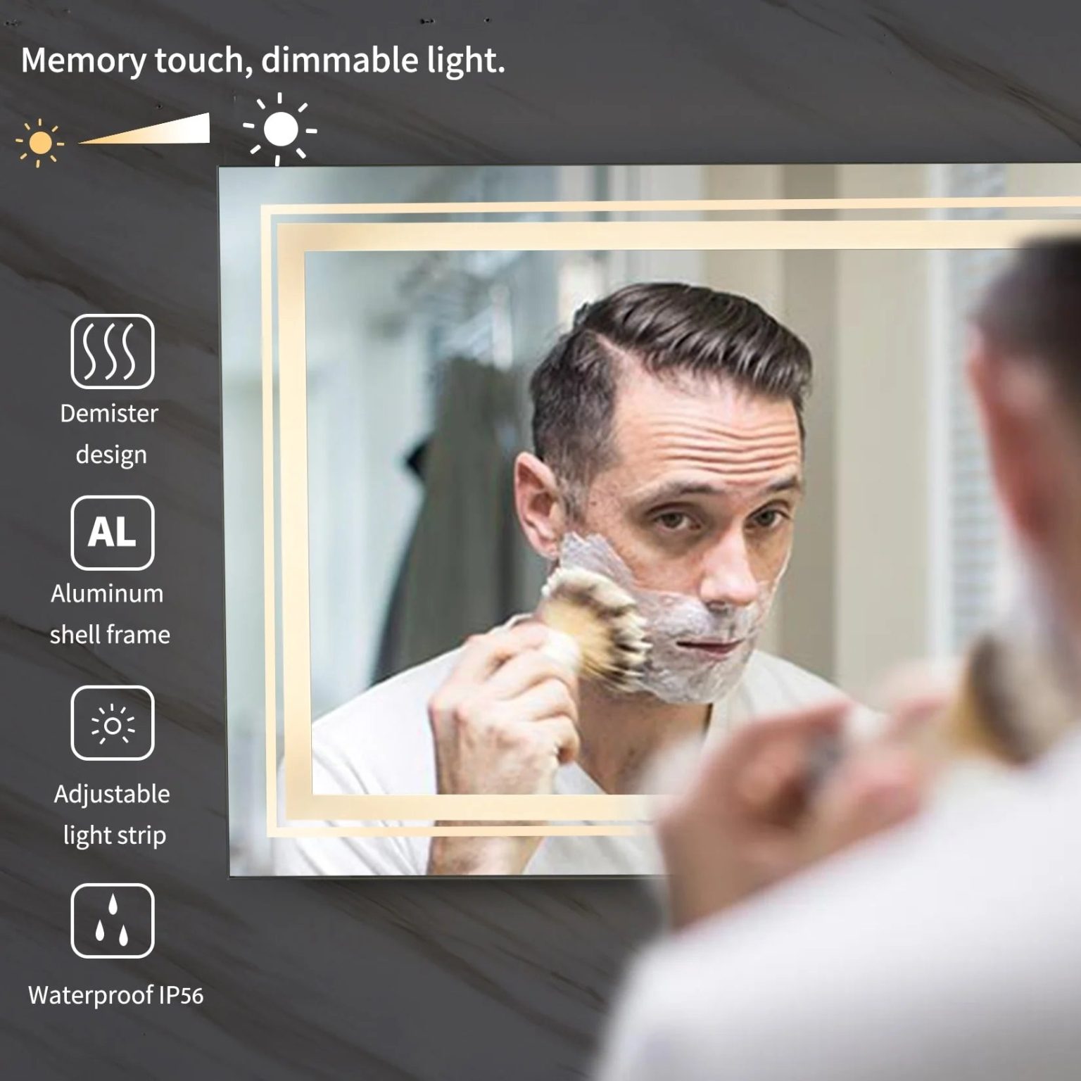 ZenVora Extra Large LED Lighted Bathroom Mirror, Anti-Fog Wall Mounted Vanity Mirror with 3 Colors