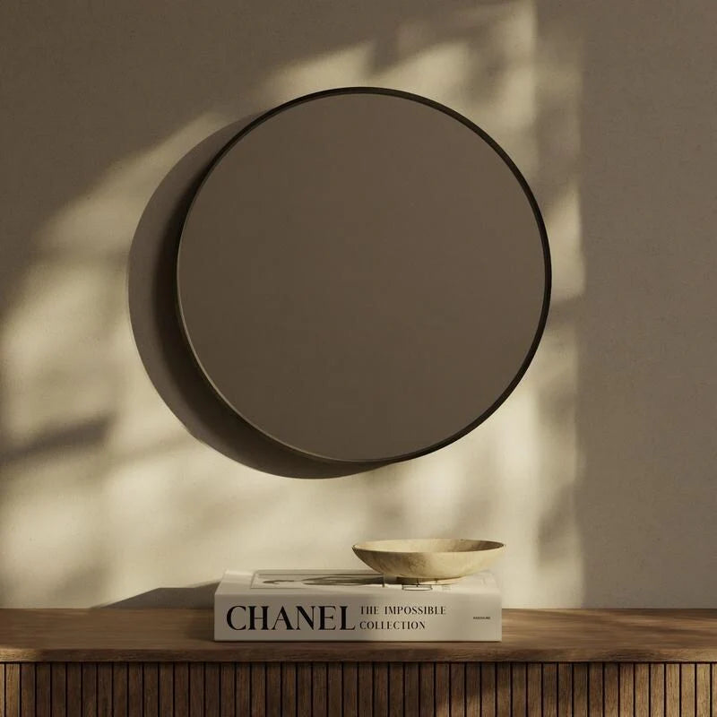 ZenVora Classic Farmhouse Round Wall Mirror, Wooden Frame Decorative Accent Mirror for Living Room, Bedroom and Entryway