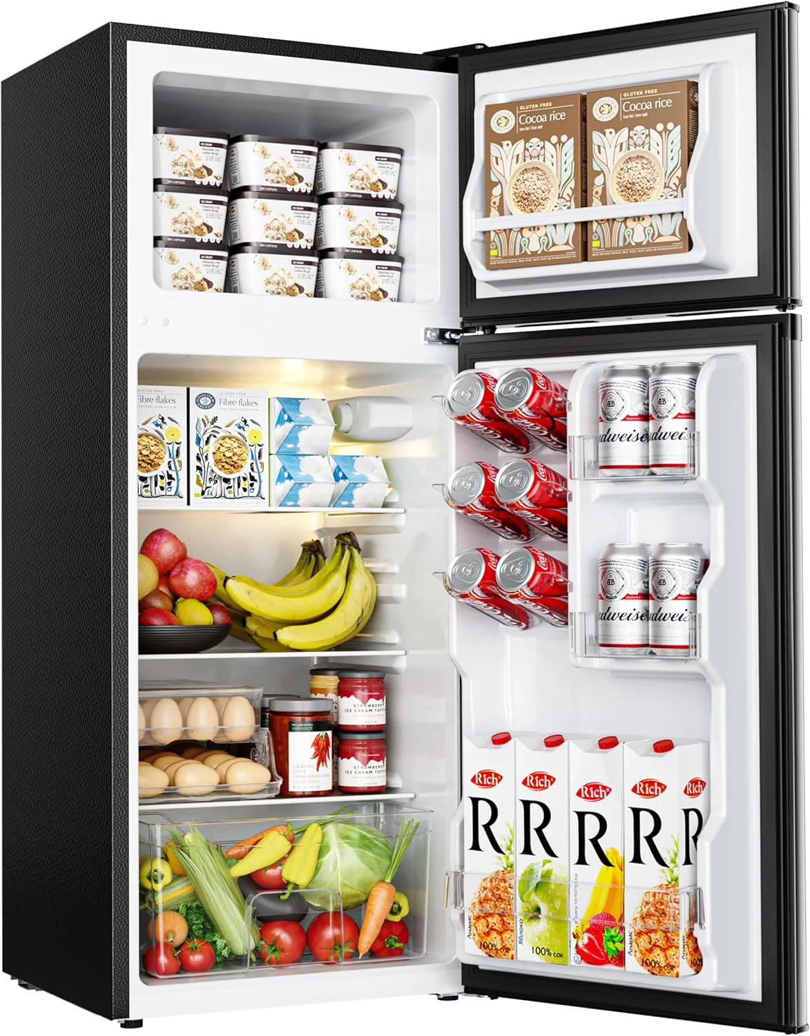 ZenVora 3.2 Cu. Ft. 2-Door Mini Fridge with Freezer, Compact Refrigerator, Silver