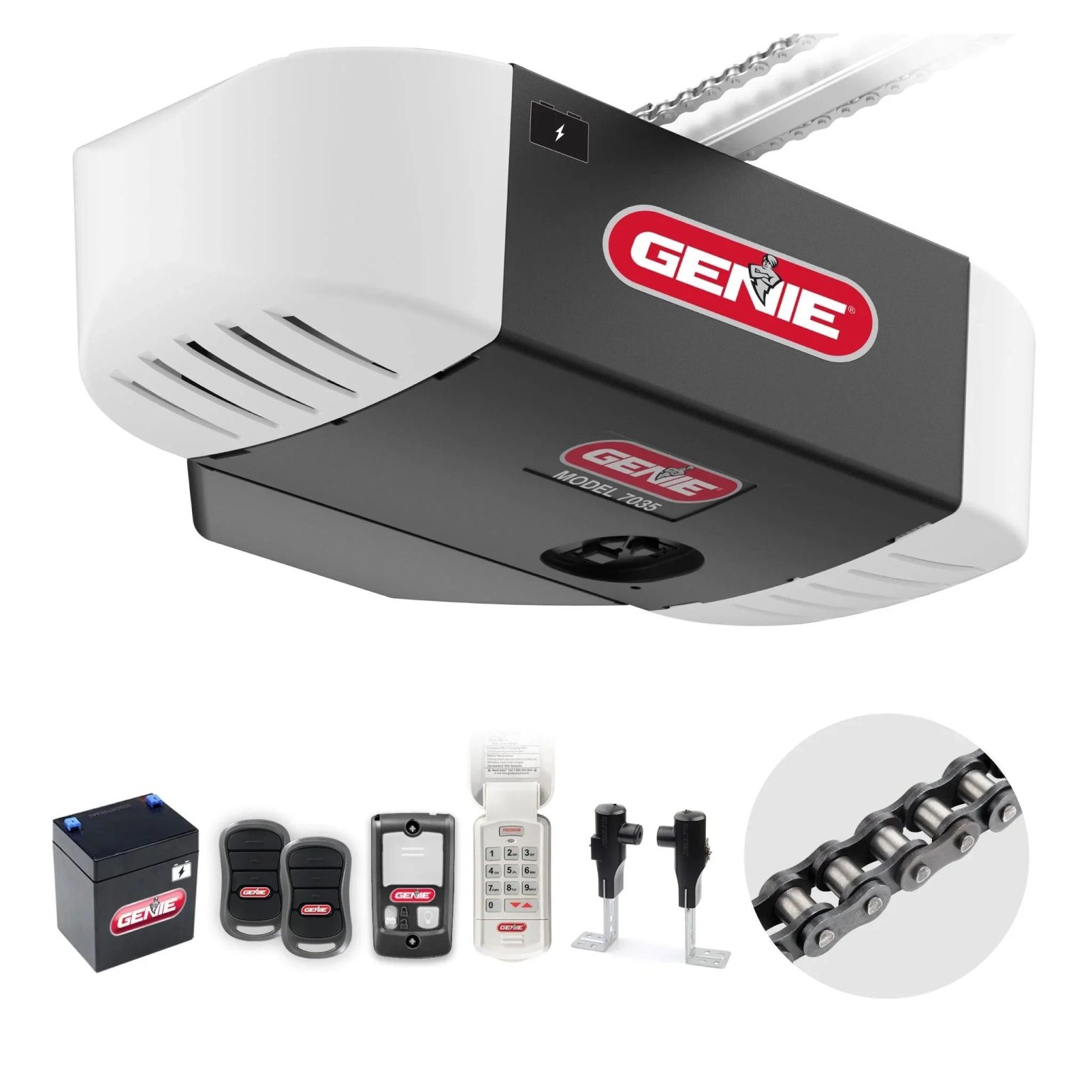 ZenVora 3/4 HP Chain Drive Garage Door Opener with Battery Backup