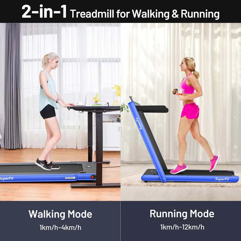 ZenVora 2-in-1 Folding Electric Treadmill, 2.25 HP, Under-Desk, with Dual Display and Smart App Control
