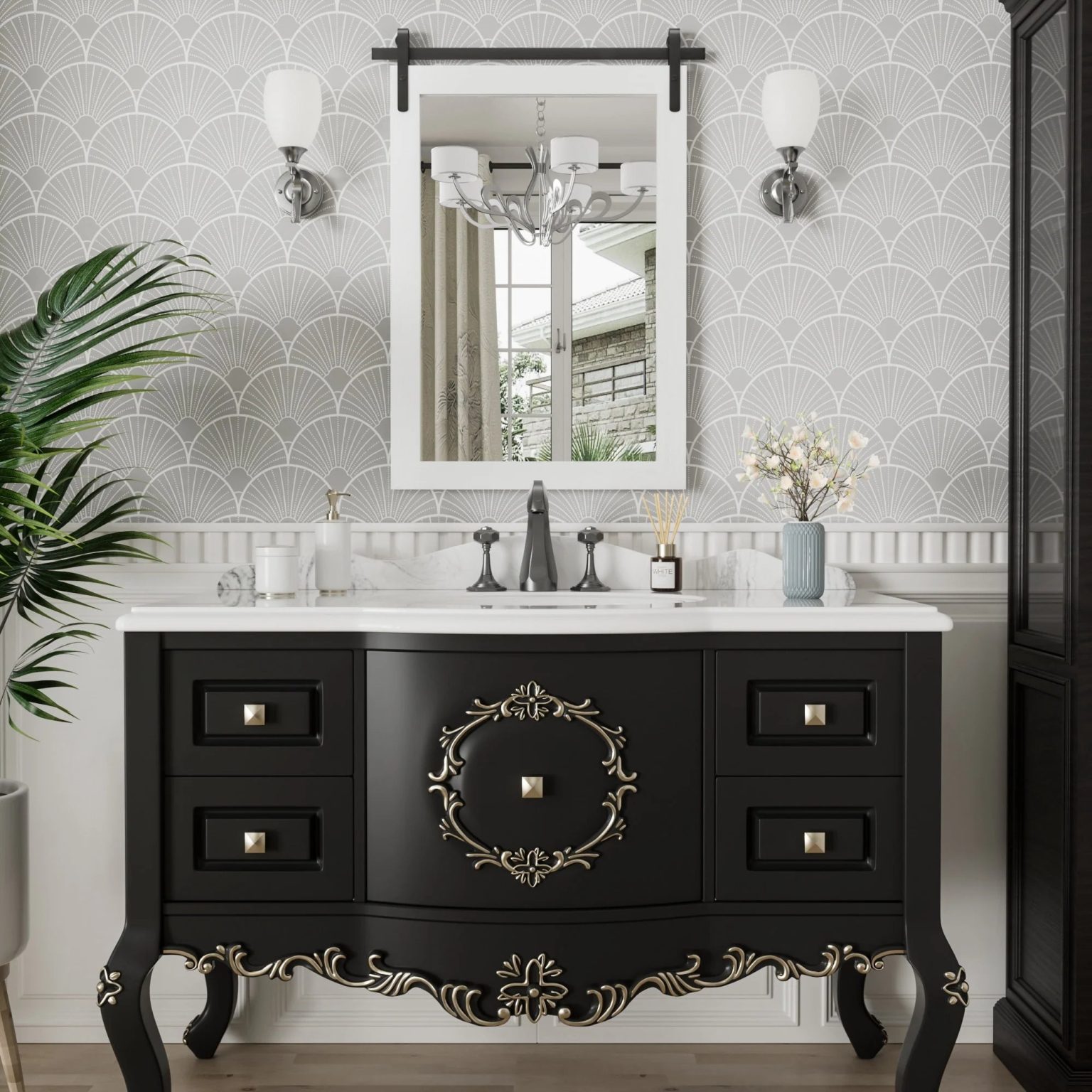 ZenVora Modern Rectangular Wall Mirror with Wood Frame, Bathroom and Barn Door Mirror, Multiple Sizes