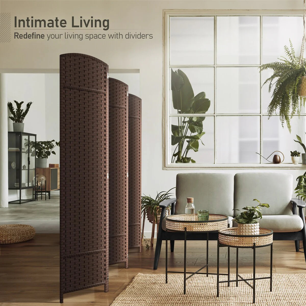 ZenVora 6 Panel Room Divider, 6ft Tall Extra Wide Folding Privacy Screen with Hand-Woven Mesh Panels