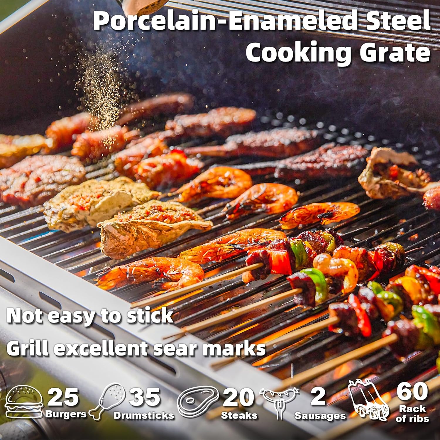 ZenVora 4-Burner Propane Gas Grill with Cast Iron Grates, Side Stove and 44,000 BTU Stainless Steel Burners