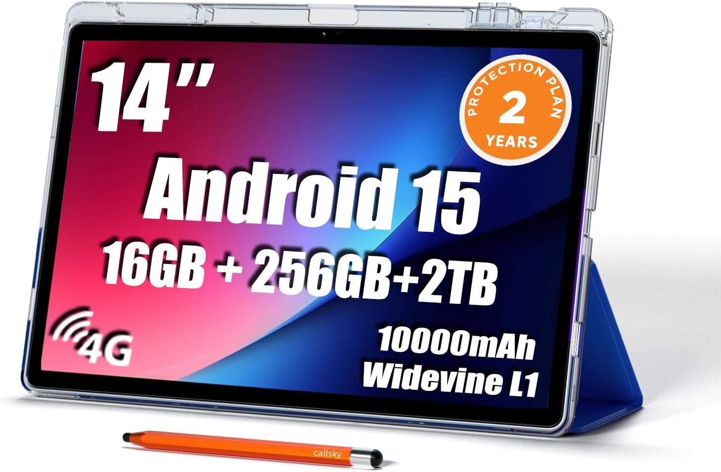 ZenVora 14 Inch Android Tablet, 16GB RAM 256GB Storage, 4G LTE Portable Touchscreen Tablet PC