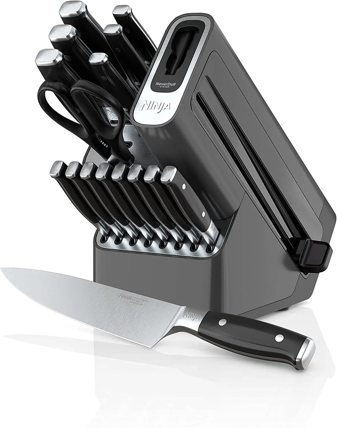 ZenVora 17-Piece Premium Knife Block Set with Built-In Sharpener, Stainless Steel/Black