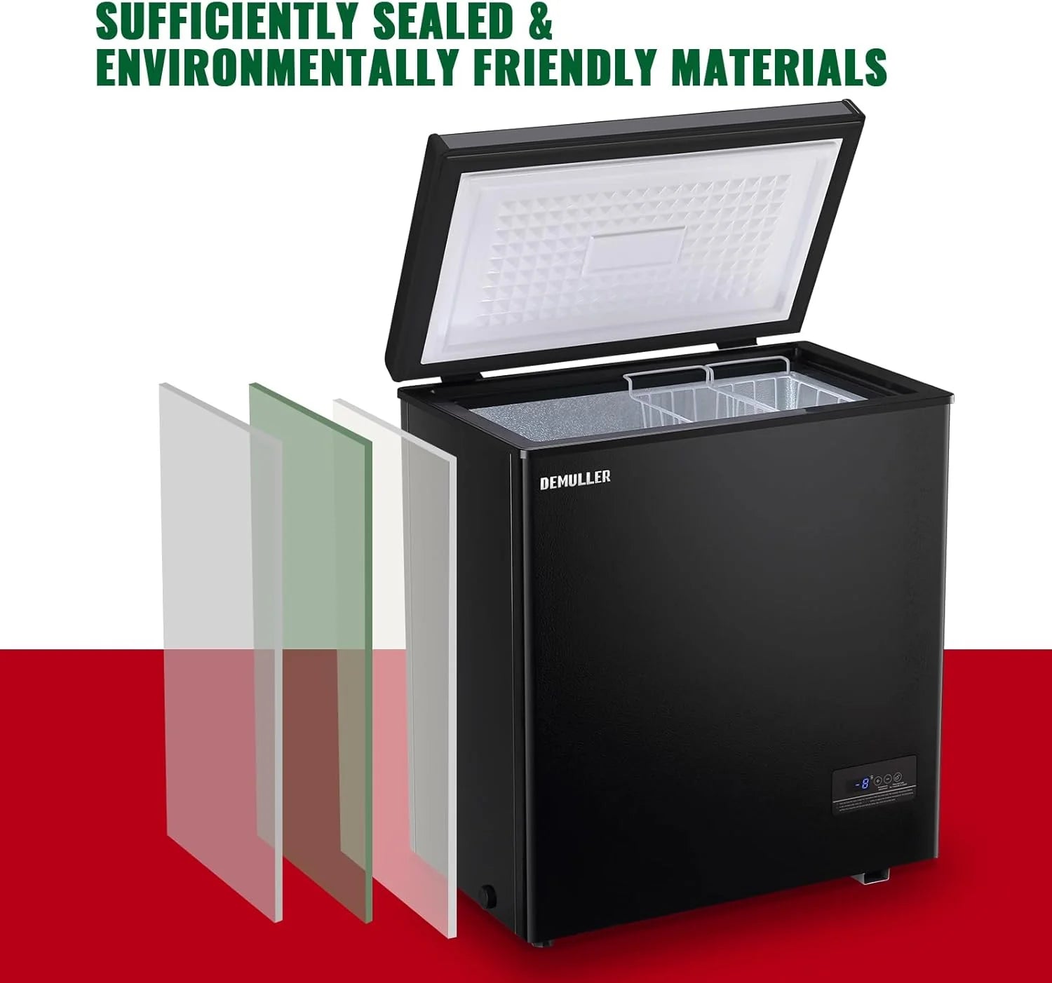 ZenVora 5.0 Cu. Ft. Chest Freezer with 2 Removable Stainless Steel Baskets, Electronic Control, 41°F to -15°F, Black