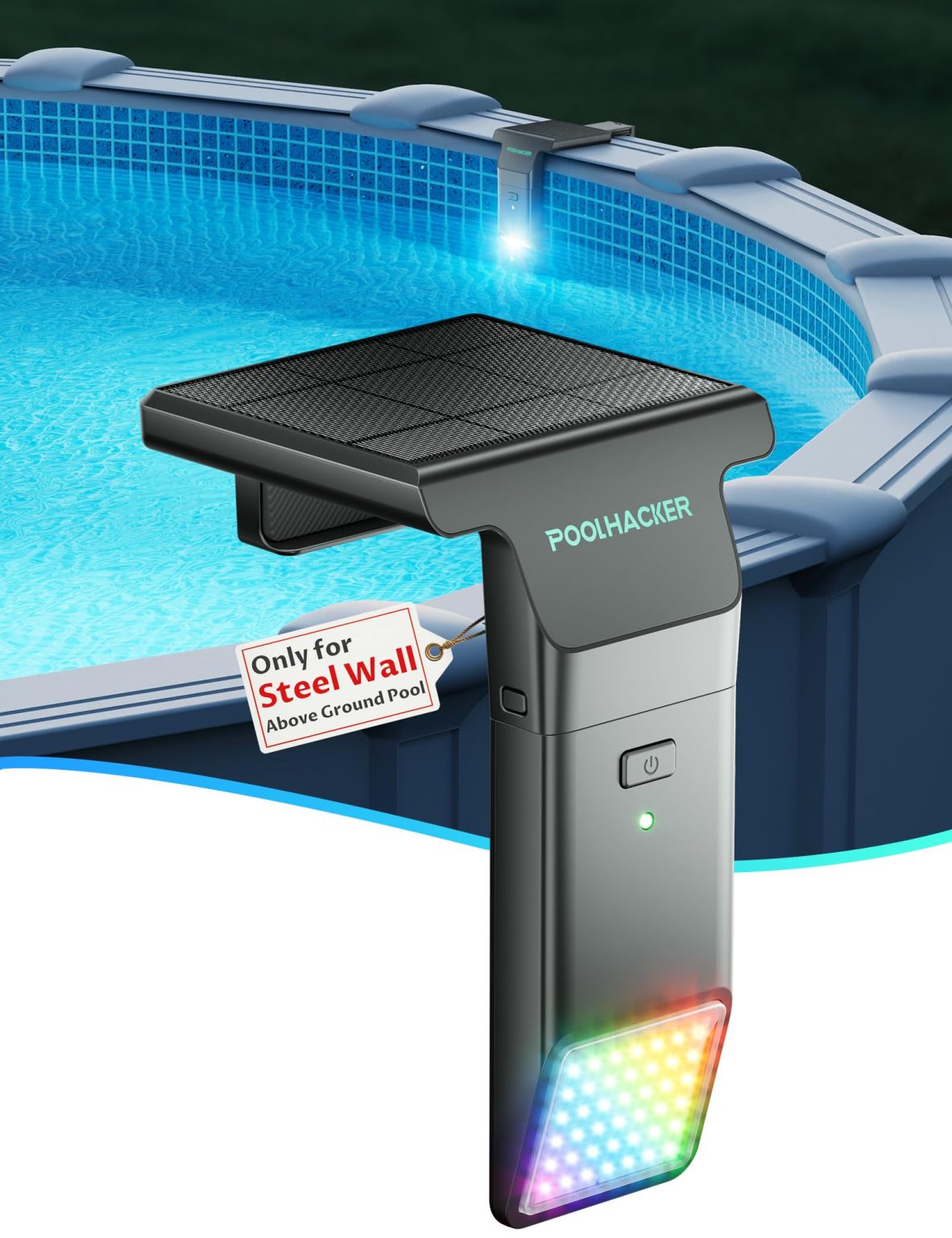 ZenVora Solar Pool Lights for Steel Wall Above Ground Pools, Solar Powered LED Swimming Pool Lighting