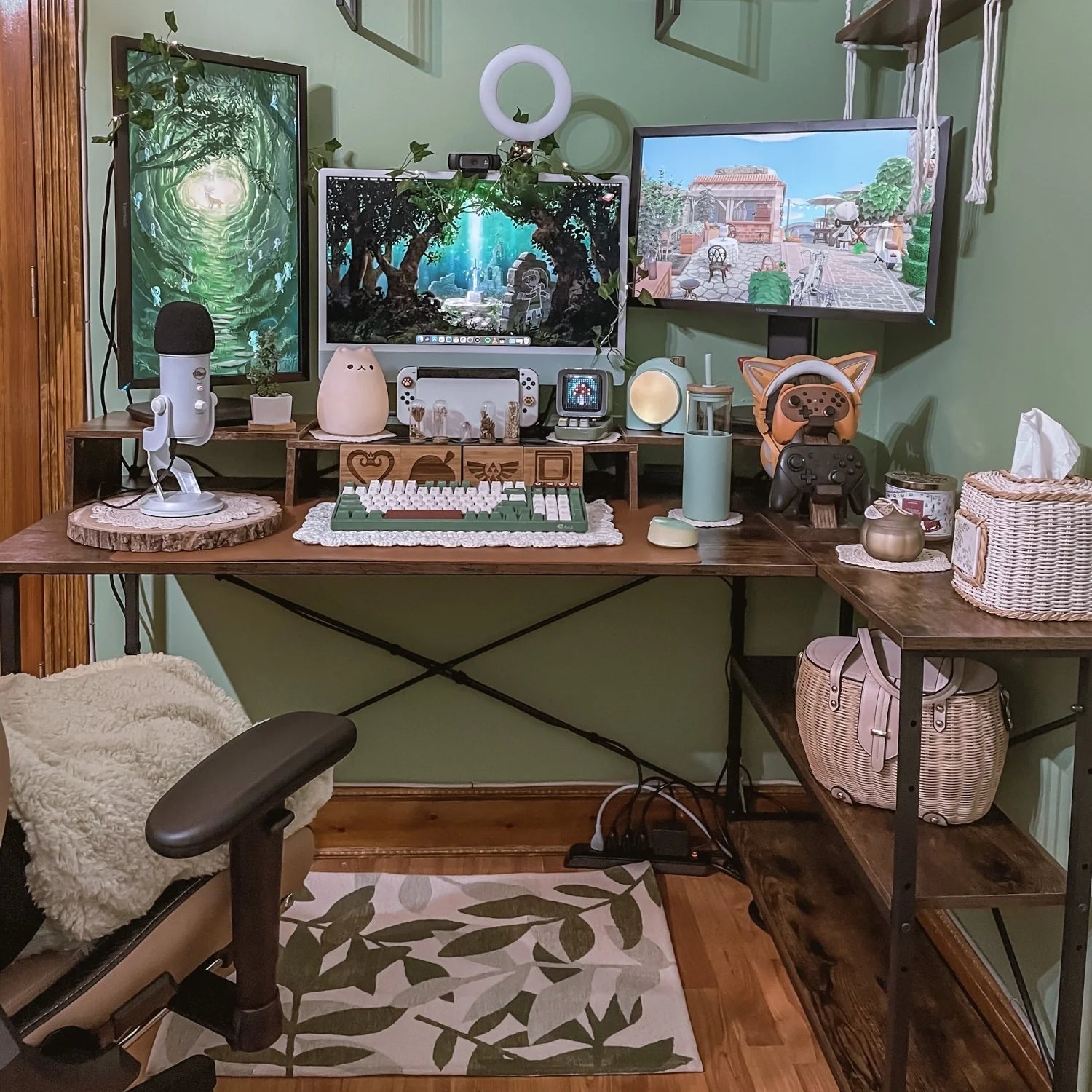 ZenVora Small L Shaped Computer Desk with Storage Shelves, Compact Corner Workstation for Home Office and Study