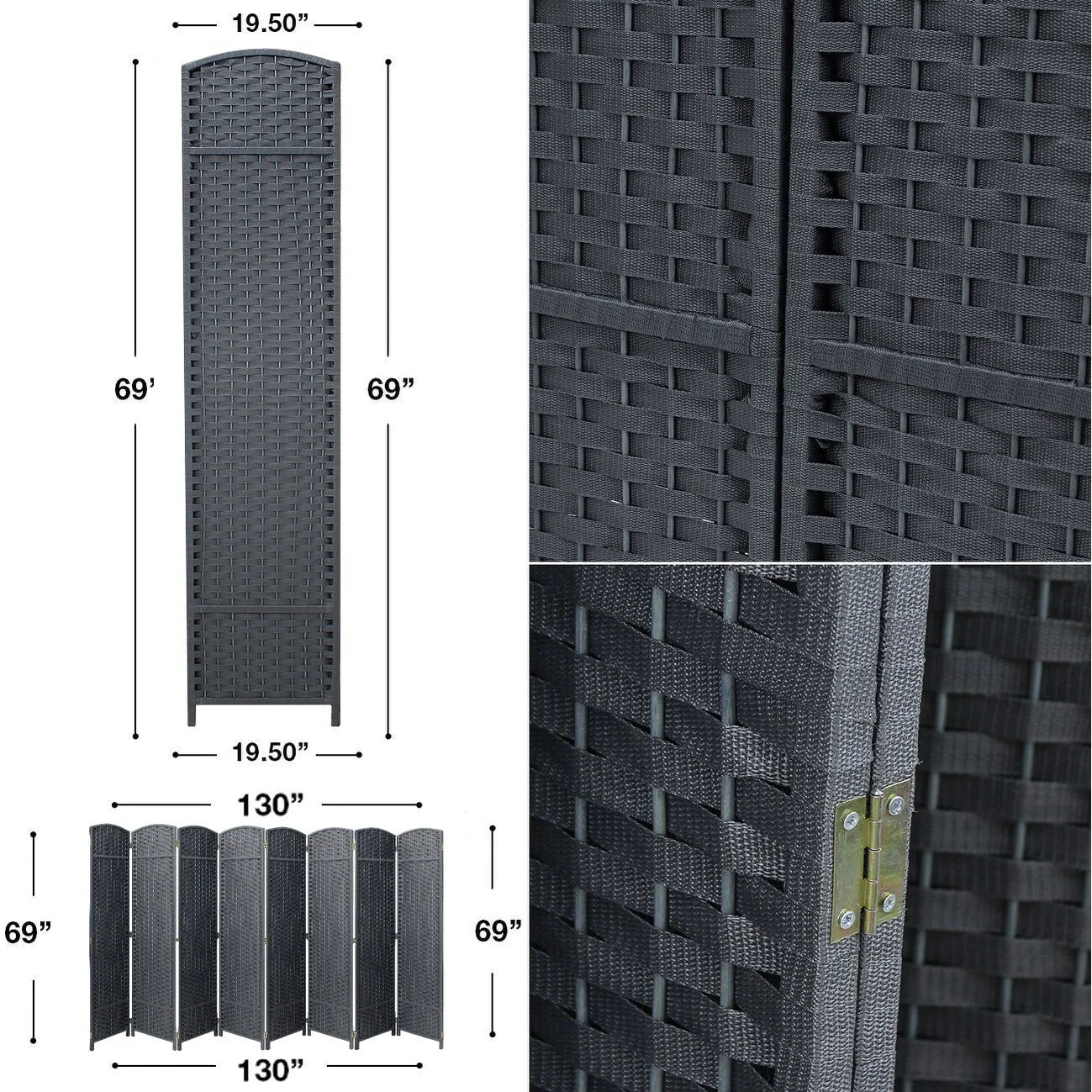 ZenVora Tall Folding Room Divider Screen, Portable Privacy Partition Wall Panel for Bedroom, Living Room and Office