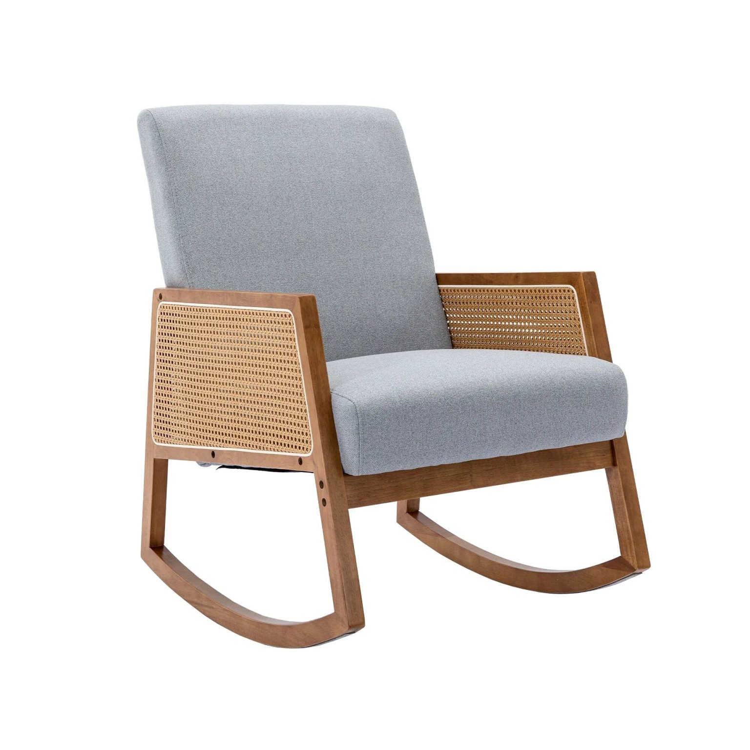 ZenVora Upholstered Tall Back Rocking Chair, Smooth Gliding Accent Armchair for Comfortable Living Room Seating