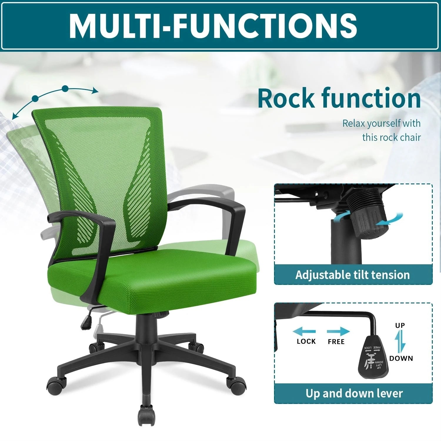 ZenVora Ergonomic Mesh Office Chair with Lumbar Support, Breathable Computer Desk Chair