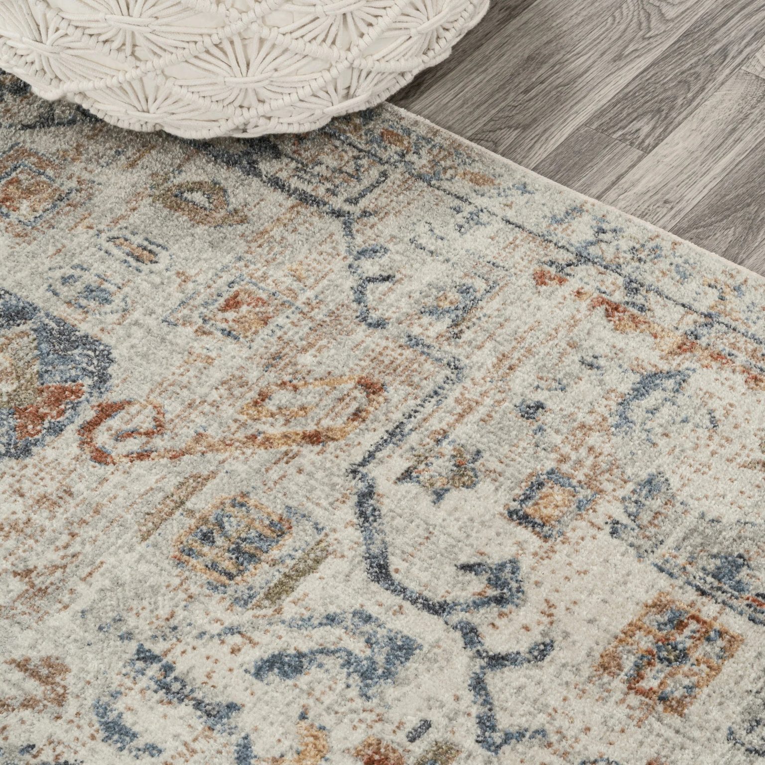 ZenVora Bohemian Medallion Low-Pile Machine-Washable Area Rug, Cream and Terra