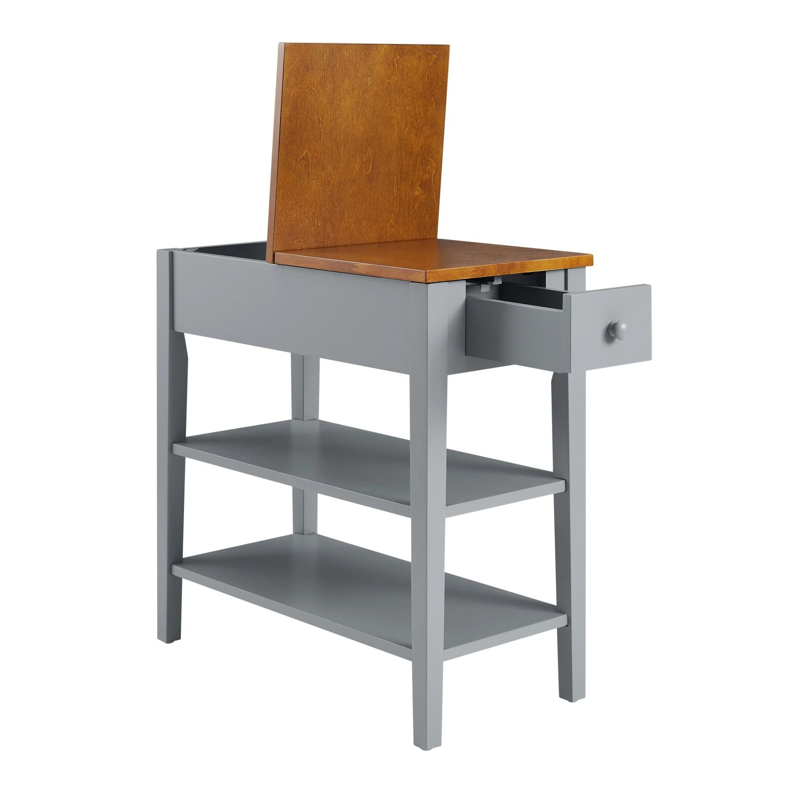 ZenVora Narrow 2-Tone End Table with USB Charging Ports, Small Space Side Table