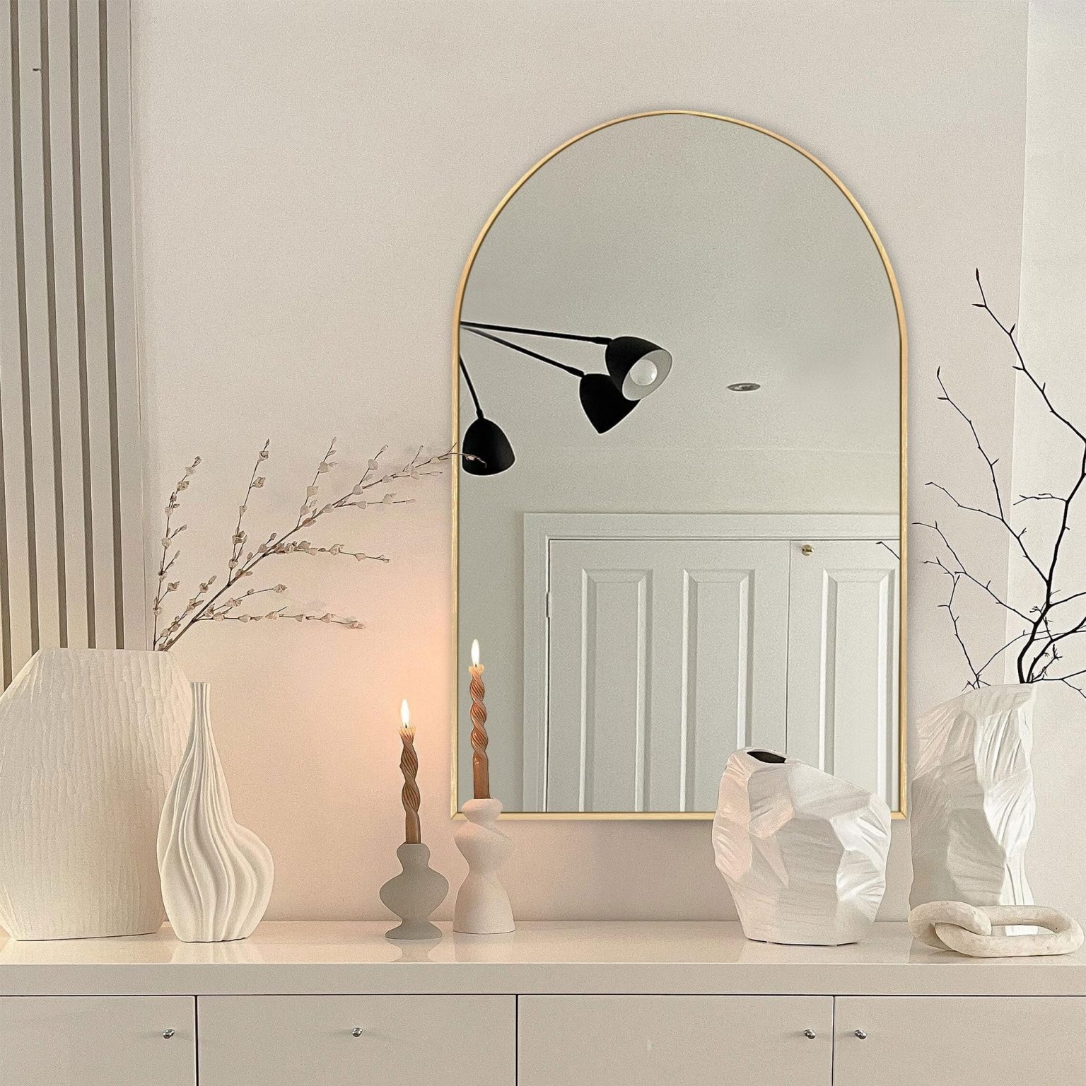 ZenVora Modern Arch Aluminum Bathroom Wall Mirror, Wall Mounted Vanity Mirror for Bathroom, Bedroom and Home Decor