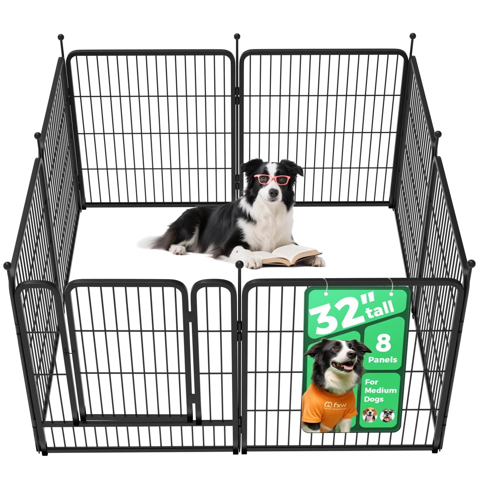 ZenVora 32" Dog Playpen for Small Dogs, Portable Indoor Outdoor Pet Exercise Pen for Puppies and Small Pets