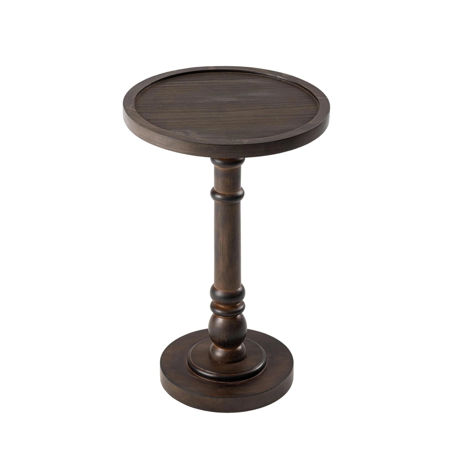 ZenVora Small Pedestal End Table with Tray Top, Farmhouse Distressed Finish Accent Table