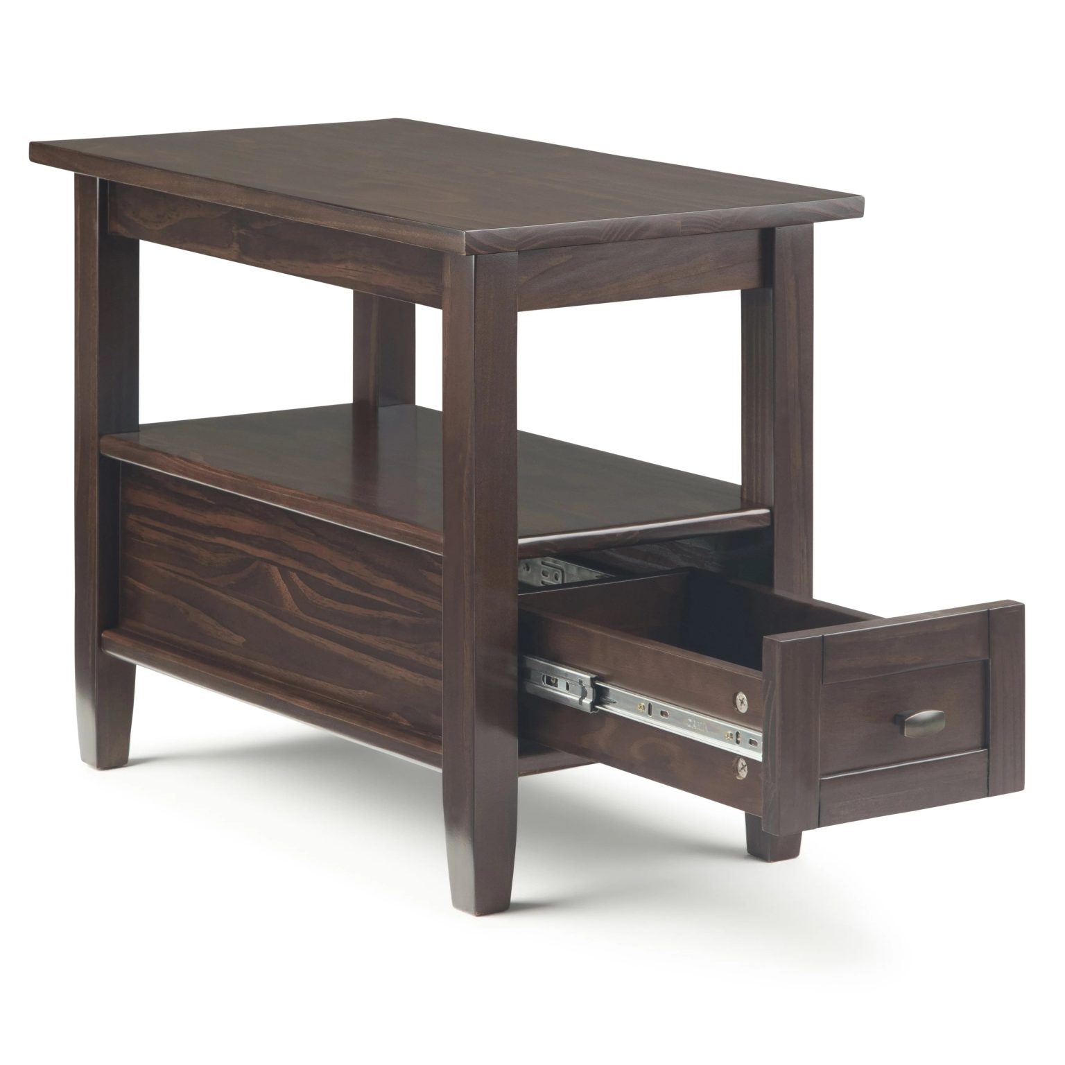 ZenVora 14" Wide Solid Wood Narrow Side Table, Rectangle Transitional Style Accent Table