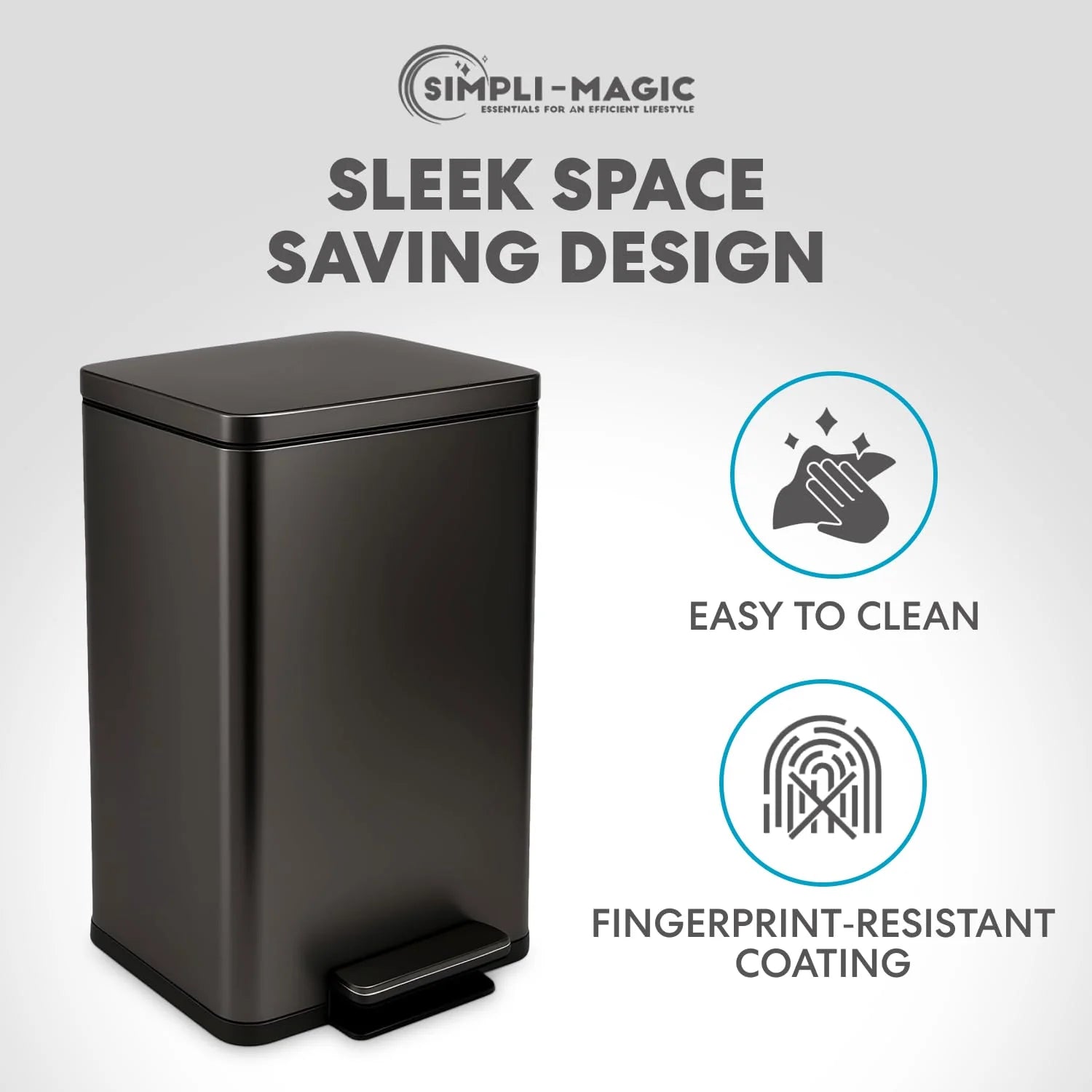 ZenVora 13.2 Gallon Step Trash Can, Hands-Free Kitchen Garbage Bin with Odor Control