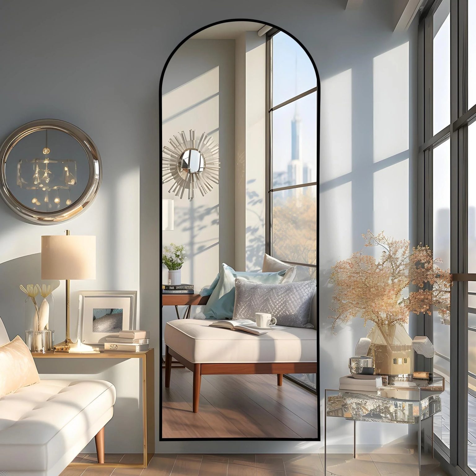 ZenVora Arched Full Length Floor Mirror, Large Full Body Standing and Wall Mounted Mirror for Bedroom, Living Room and Home Decor