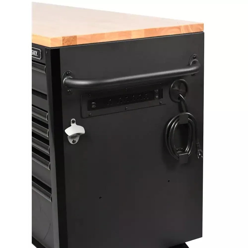 ZenVora 61 Inch 15 Drawer Mobile Workbench - Heavy Duty Steel Tool Cabinet with Wood Top and Power Strip