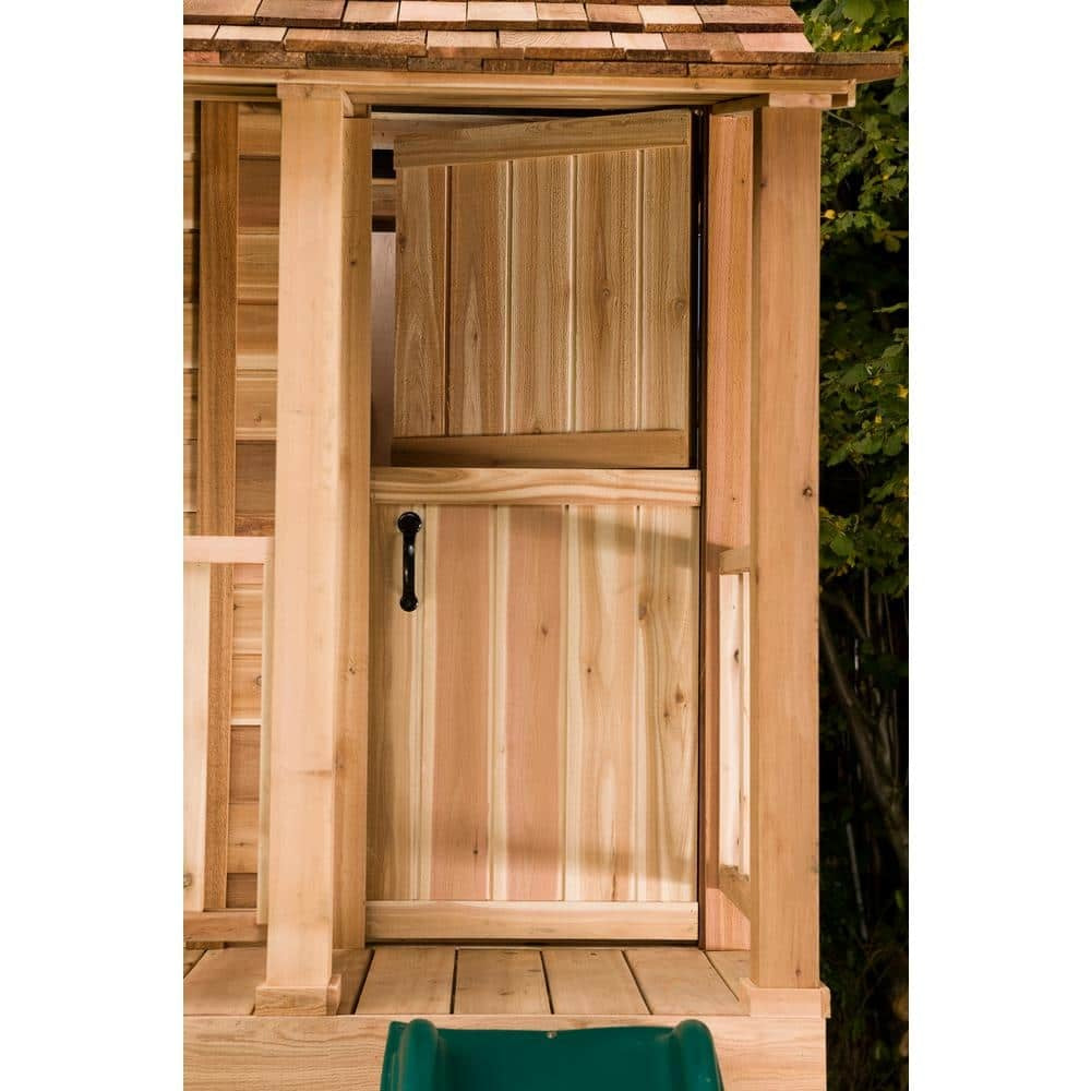 ZenVora Little Squirt 6x6 ft Cedar Wooden Playhouse for Kids, Outdoor Backyard Playhouse with Dutch Door, Screened Windows & Floor Included