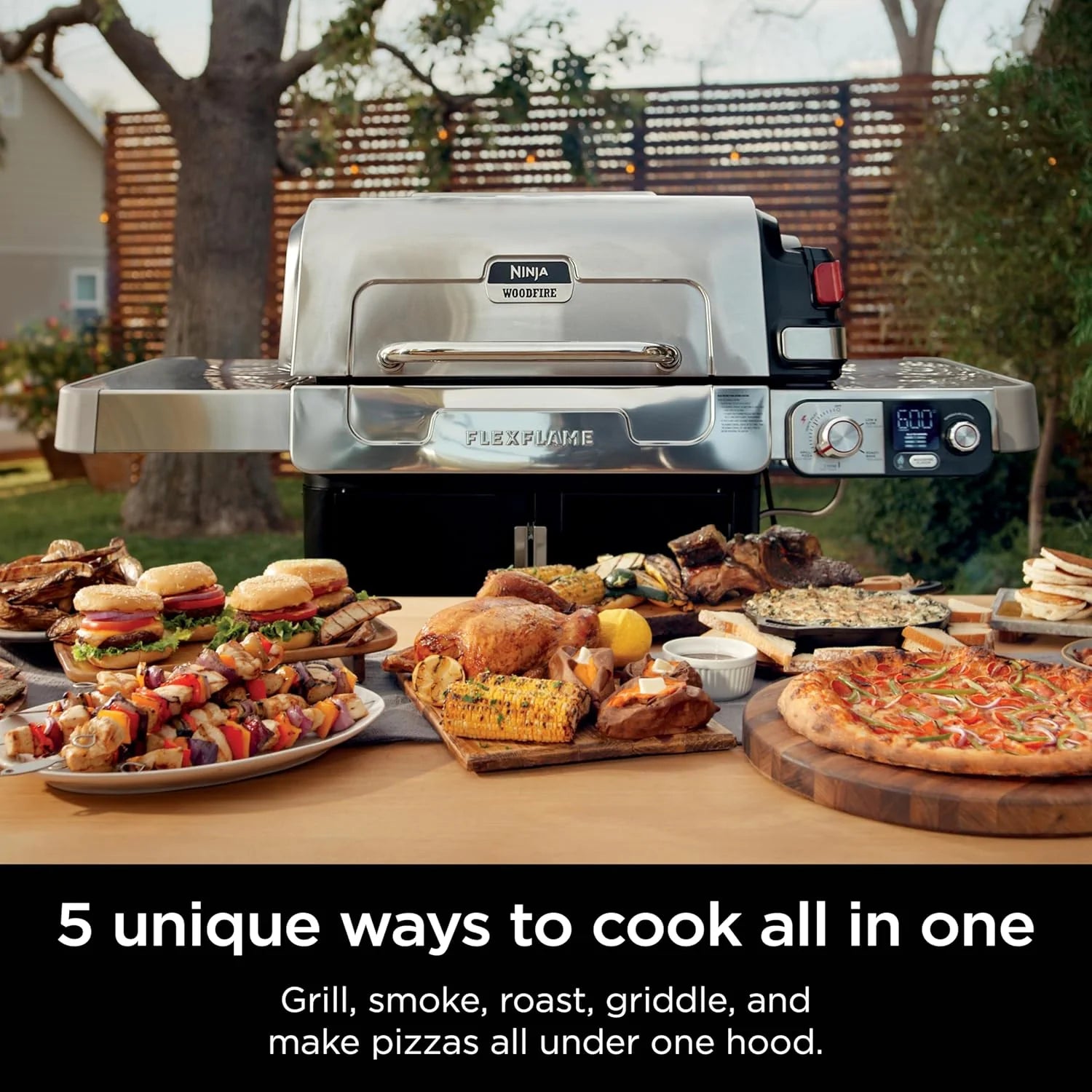 ZenVora 5-in-1 Electric and Propane Grill, 3-Burner Outdoor BBQ Grill and Smoker with Digital Controls, Griddle and Pizza Maker, Stainless Steel