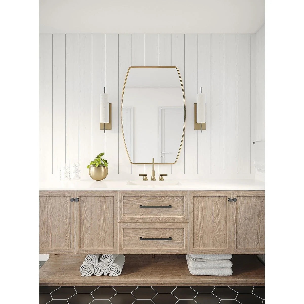 ZenVora Modern Oblong Metal Wall Mirror, Decorative Elongated Hanging Mirror for Living Room, Bedroom and Entryway